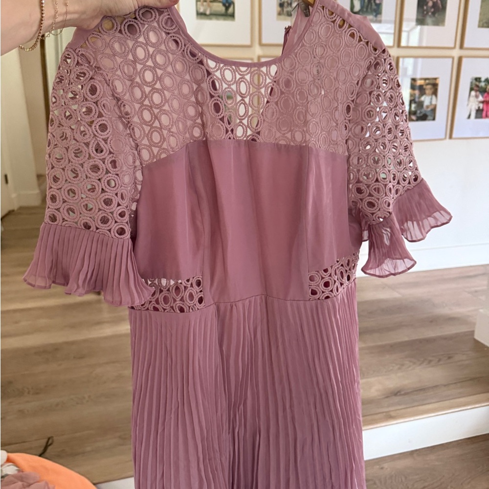 ASOS Petite Pink Pleated Midi Dress with Flutter Sleeves